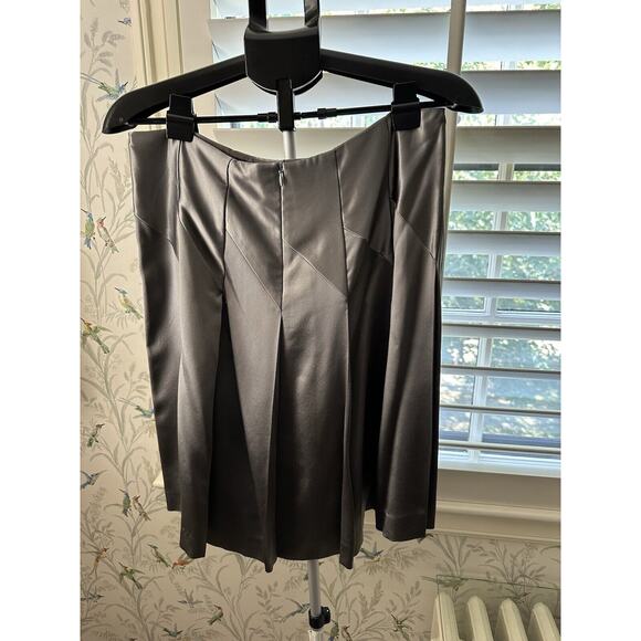 BANANA REPUBLIC Gray Patchwork 100% SILK SKIRT SIZE 8 Side Zip Fully Lined - Picture 2 of 6